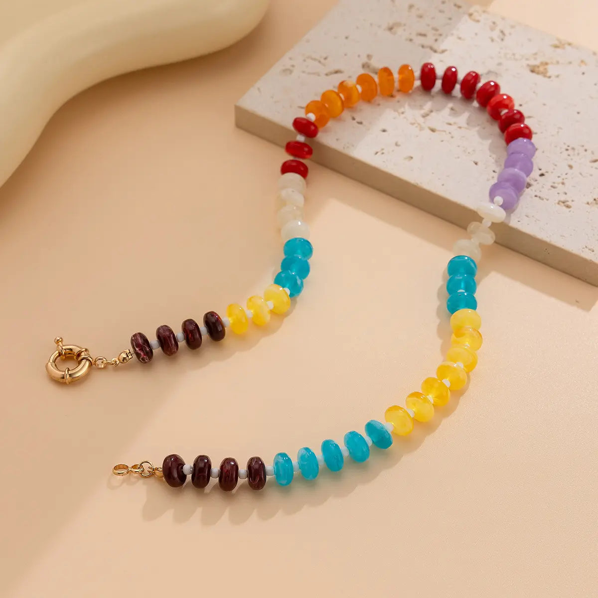 Cool Harmony - Rainbow Bead Necklace